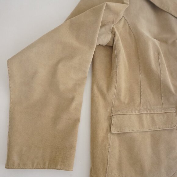 Vintage Denver Hayes Beige 100% Suede Leather Button Up Blazer Jacket 2Xl - Picture 7 of 15